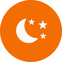 Pictoral icon depicting a moon and stars