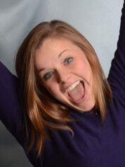 Chelsea L funny photo (she is saying yay with hands up)