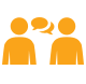 Icon depicting two people having a conversation