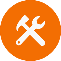 Pictoral icon depicting a wrench and hammer