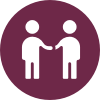 Pictoral icon showing two people shaking hands
