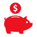 Pictoral icon depicting a piggy bank saving concept