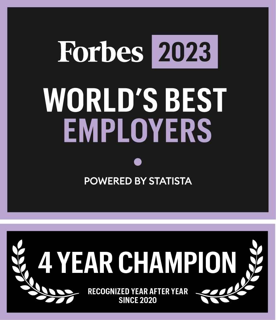 Forbes World's Best Employers 2023 - 4 year champion